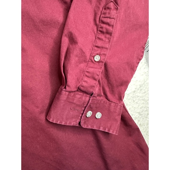 Eddie Bauer Mens 2XL Relaxed Fit Burgundy Button Down Shirt Long Sleeve Maroon - Picture 4 of 10